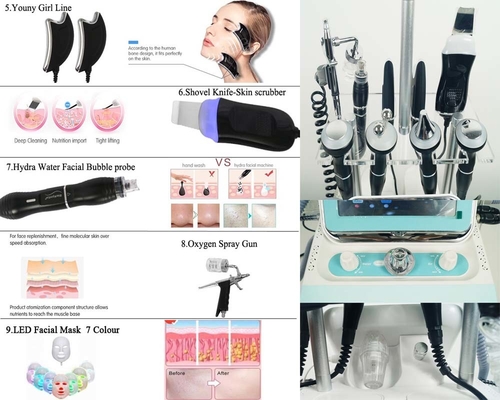 9つ1つのRFの酸素のスキン ケア機械H2O2 Hydrafacial 削皮術装置に付き